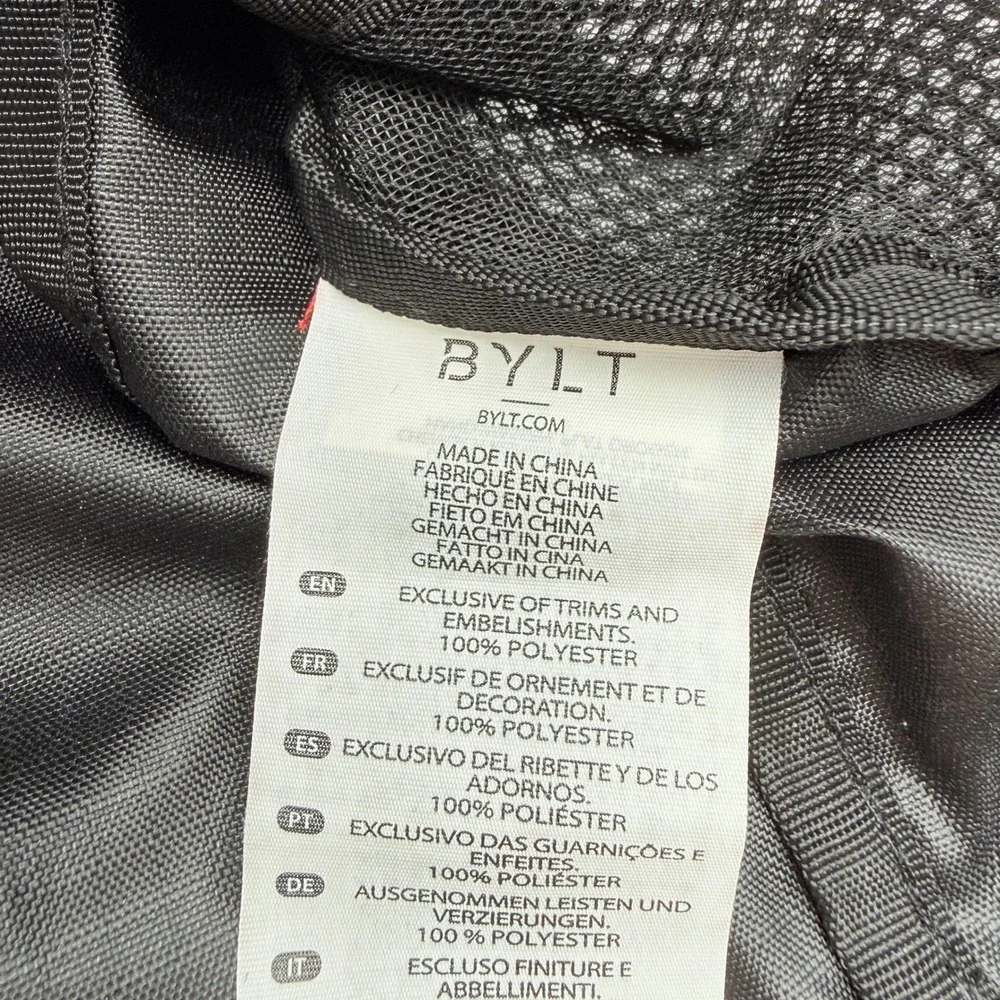 BYLT Drawstring Backpack Unisex M Black Front Zip Mesh Ripstop Gym Bag Sporty